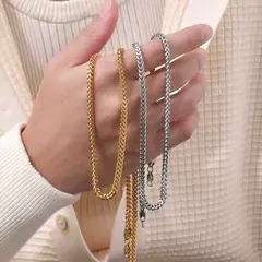 Vnox Punk Rock Foxtail Franco Collares de cadena para hombres y niños, collar de eslabones cubanos de acero inoxidable chapado en oro, joyería hippie fresca en internet