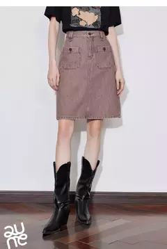 TOYOUTH falda de mujer 2025 primavera nuevo estilo americano High Street una línea hasta la rodilla ropa de trabajo falda vaquera - Eleganzie