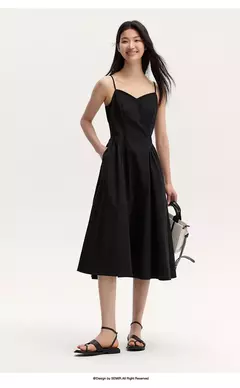 Image of Semir-vestido adelgazante con cuello en V para mujer, a la moda ropa elegante y, de algodón puro, Estilo Vintage, verano, 2024