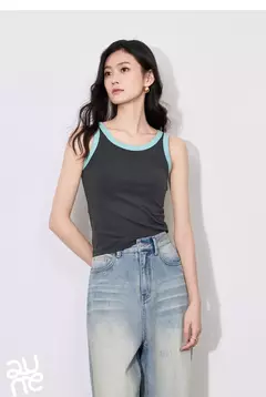 TOYOUTH mujeres camisetas sin mangas 2025 primavera nuevo Color contrastante cintura delgada chaleco sin mangas - comprar en línea
