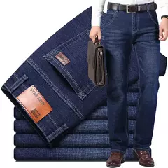 Pantalones vaqueros elásticos de Ajuste Recto para hombre, pantalones vaqueros suaves de color negro, 2023 - Eleganzie