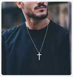 Vnox Collares cruzados para hombres y mujeres, colgante de cruz gruesa de acero inoxidable de color negro y plateado simple con cadena de caja - tienda en línea