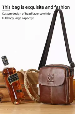 Bolso bandolera de cuero BULLCAPTAIN para hombre, bolsos de hombro de negocios adecuados para Ipad de 7,9 pulgadas, Mini bolsos cruzados para hombre de alta calidad - comprar en línea