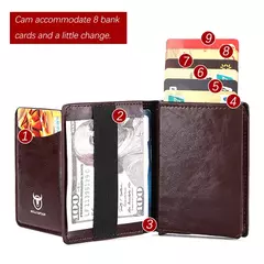 Bullcaptain-tarjetero para hombre, billetera con bloqueo RFID, caja de aluminio protegida, billeteras de cuero con Clip para dinero, tarjetero - tienda en línea