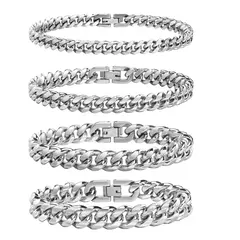 Vnox-pulsera de cadena cubana para hombre y mujer, brazalete de eslabones Curb de acero inoxidable sólido, joyería de 6/8/10/12mm - comprar en línea