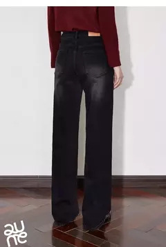 TOYOUTH, pantalones vaqueros de mezclilla de lana para mujer, Otoño Invierno 20224, nuevos pantalones largos cálidos gruesos de pierna ancha recta de cintura media - Eleganzie