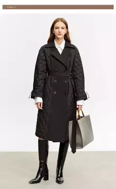 Imagen de AMII minimalista 2023 abrigos de invierno para mujer, chaquetas femeninas desmontables con cuello largo y cálido Simple y doble botonadura 12324016