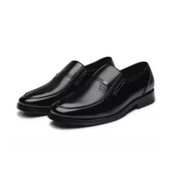 Zapatos de cuero para hombre, zapatos formales de negocios para personas mayores, punta redonda negra, informales, sencillos, cómodos, de talla grande - tienda en línea