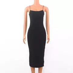 Imagen de Vestido Sexy negro de verano para mujer, ropa de calle sin mangas con espalda descubierta y tirantes finos lisos, ropa informal ajustada para discoteca, vestidos de fiesta elegantes