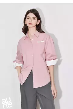 TOYOUTH informal-Blusa de manga larga para mujer, camisa con cuello vuelto, diseño de bolsillo, Color contrastante, otoño, 2024 - buy online