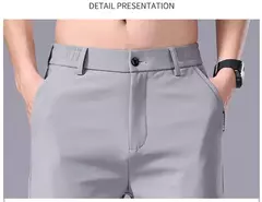 Image of 2025 Joggers de verano para hombre, tela fina de seda de hielo, pantalones casuales elásticos de cuatro lados, pantalones Cargo, ropa de calle, pantalones de chándal