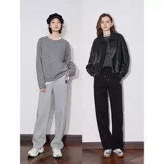TOYOUTH-pantalones de chándal para mujer, pantalón vaquero con flores, cintura elástica, rectos, deportivos, informales, con plátano, otoño e invierno, 2024 - comprar en línea