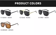 Gafas de sol rectangulares de lujo para hombre, gafas de sol Retro de Metal Steam Punk, gafas clásicas para conducir al aire libre, gafas de verano - comprar en línea