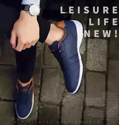 Zapatos de cuero Pu para hombre, zapatillas de deporte informales transpirables de tendencia, calzado antideslizante, zapatos vulcanizados, Tenis Masculino