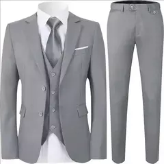 Imagen de Traje elegante para hombre para boda, 3 piezas, 2 conjuntos, Blazers, chaquetas completas, chaleco, pantalones, abrigos de lujo a la moda, traje clásico Formal 2025