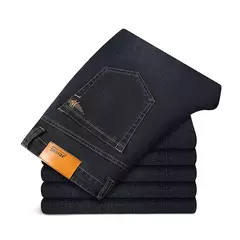 Pantalones de negocios clásicos de talla grande 28-46 para primavera y otoño, pantalones vaqueros informales a la moda de marca para hombre, pantalones vaqueros rectos elásticos on internet