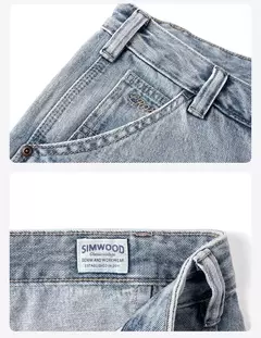 SIMWOOD 2025 Primavera Verano nuevos pantalones vaqueros sueltos relajantes para hombres pantalones vaqueros Cargo de tela de 11oz - Eleganzie