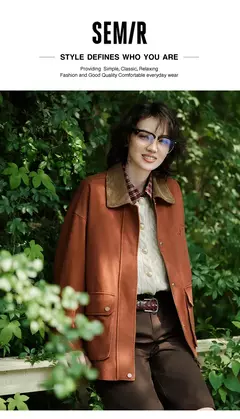 Imagen de Semir-abrigo de longitud media para mujer, chaqueta holgada con cuello de PANA con bloqueo de Color, estilo Retro, bordado, a la moda, novedad de otoño, 2024