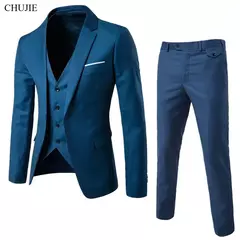 Trajes de boda para hombres Blazers 3 piezas boda negocios 2 conjuntos chaleco pantalones abrigos chaquetas clásicas completas de lujo formales