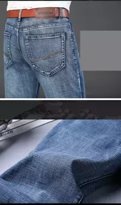 Pantalones vaqueros clásicos de moda de negocios para hombre, pantalones vaqueros informales rectos elásticos azules y negros para trabajo, ropa de marca para hombre - Eleganzie