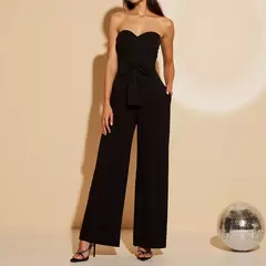 Monos Mia Muse de primavera ajustados con lazo decente y hombros descubiertos, monos rectos hasta el tobillo para oficina para mujer