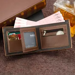Nueva cartera para hombre, sección transversal corta, cartera triple para jóvenes, costura de negocios, monedero con cremallera multitarjeta, cartera, funda para pasaporte - buy online