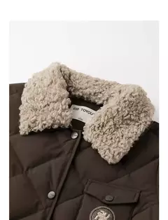 Imagen de TOYOUTH-abrigo de plumas para mujer, abrigo largo medio grueso con cuello de piel nueva y botones de un solo pecho, invierno 2024