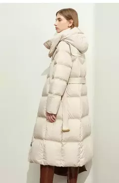 AMII-Abrigo acolchado de plumón minimalista para mujer, abrigo largo con capucha y cinturón, ligero y cálido, ropa de abrigo de moda para invierno, 2023, novedad de 12344187 - Eleganzie