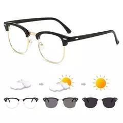 Gafas de sol fotocromáticas clásicas de medio marco para hombres y mujeres, gafas de sol camaleón con remaches Retro, gafas de sol para conducir que cambian de Color a la moda para hombre - tienda en línea