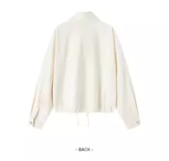 Imagen de Semir-ropa de abrigo para mujer, chaqueta holgada con hombros caídos y cuello levantado, nueva chaqueta con estampado de letras, primavera 2024
