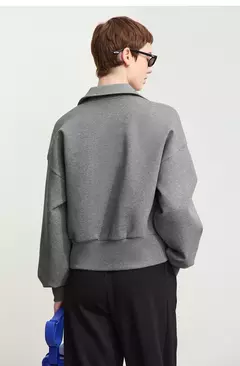 Amii-abrigo corto informal con cremallera para mujer, sudadera holgada de cuello alto, chaqueta deportiva de calle, Otoño, 2024, 12443222 - tienda en línea