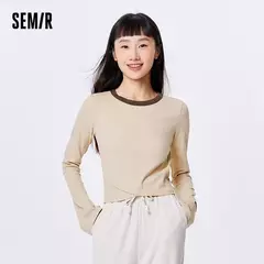 Semir-Camiseta de manga larga para mujer, camisa de fondo cómoda, ajustada, se puede usar fuera