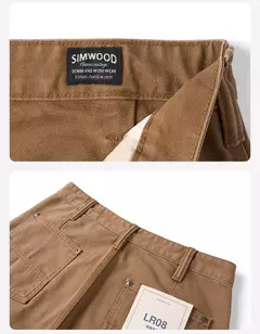 SIMWOOD 2025 primavera nueva suelta Relax 12oz tela de lona pantalones de carpintero hombres lavados Vintage pantalones de alta calidad - buy online