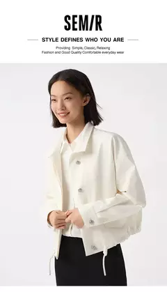 Semir-ropa de abrigo para mujer, chaqueta holgada con hombros caídos y cuello levantado, nueva chaqueta con estampado de letras, primavera 2024 - tienda en línea