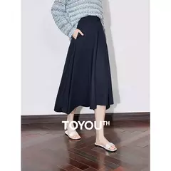 TOYOUTH falda de mujer 2025 primavera nueva falda de paraguas de línea A hasta el tobillo de algodón con bolsillo Irregular