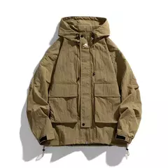 Chaqueta con capucha para hombre, cortavientos de moda juvenil, abrigo deportivo para exteriores, ropa para senderismo y Camping, novedad - Eleganzie