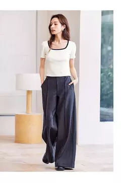 SemirUnderwear Tops de manga corta para mujer, ropa interior Simple, se puede usar fuera del cuello cuadrado, camisa delgada de fondo - Eleganzie