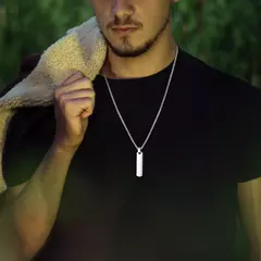 Imagen de Vnox-Collar de barra inicial para hombres, colgante de barra Vertical geométrica gruesa con letras de A-Z, Collar Simple informal, regalo para él