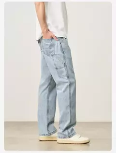 SIMWOOD 2025 Primavera Verano nuevos pantalones vaqueros sueltos relajantes para hombres pantalones vaqueros Cargo de tela de 11oz