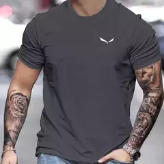 Camiseta de manga corta con cuello redondo informal ajustada con estampado de aves 100% algodón de talla grande de verano para hombre - buy online