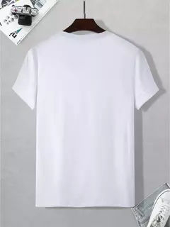 Imagen de Camiseta deportiva informal holgada de algodón 100% para hombre, camiseta de manga corta con cuello redondo y estampado MILANO, cómoda, para compras, verano