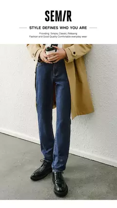 Semir Jeans Hombres Slim Fit Pantalones Flacos Alcance de Piernas 2025 Primavera Nuevos Pantalones Largos Básicos Versátiles on internet