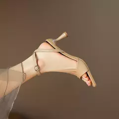 FEDONAS-Sandalias de tacón alto fino para mujer, zapatos de piel auténtica con correa en el tobillo, elegantes, básicos, para fiesta y oficina, novedad de verano - buy online