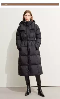 Imagen de AMII-Abrigo acolchado de plumón minimalista para mujer, abrigo largo con capucha y cinturón, ligero y cálido, ropa de abrigo de moda para invierno, 2023, novedad de 12344187