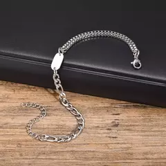 Pulseras con iniciales Vnox A-Z para hombres y mujeres, cadena Figaro que nunca se decolora, pulseras de cadena de eslabones de caja de doble capa, regalo con nombre para él - comprar en línea