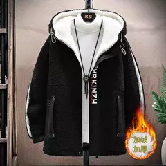 Parkas de piel sintética de lana de alta calidad para hombres, abrigo cálido informal de moda, ropa de calle cálida para pareja, chaqueta de lana de cordero para invierno