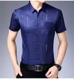 Camisa de manga corta informal de negocios para hombre, Top resistente a las arrugas sin hierro, fácil cuidado, ajuste cómodo para oficina y trabajo - Eleganzie