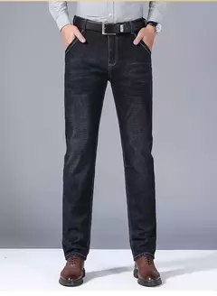 Image of Nueva ropa de trabajo clásica para hombre, pantalones vaqueros de negocios de alta calidad, pantalones vaqueros elásticos rectos informales a la moda, ropa de marca masculina