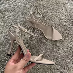 2023 sandalias de mujer con correa en el tobillo, moda de verano, sandalias de gladiador sexis de tacón alto fino, zapatos de tacón para vestido de fiesta de banda estrecha on internet