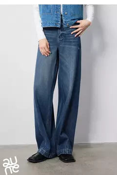 TOYOUTH-pantalones vaqueros de pierna ancha para mujer, Vaqueros largos de tiro alto con abertura, diseño perezoso, Otoño, 2024 - comprar en línea